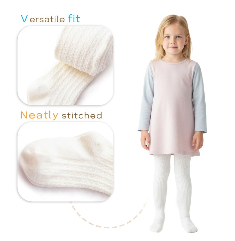 CHUNG Toddlers Little Girls Autumn Winter Cotton Footed Tights Stretchy Soft School Leggings Stockings, 7-8Y, PnkWtGray - Image 4